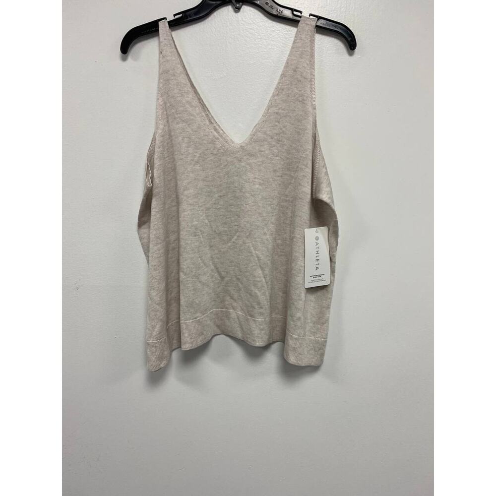 Athleta Womens Vneck Tank Top Daydream Sweater Length Beige Size 1X A000041 - Picture 8 of 9